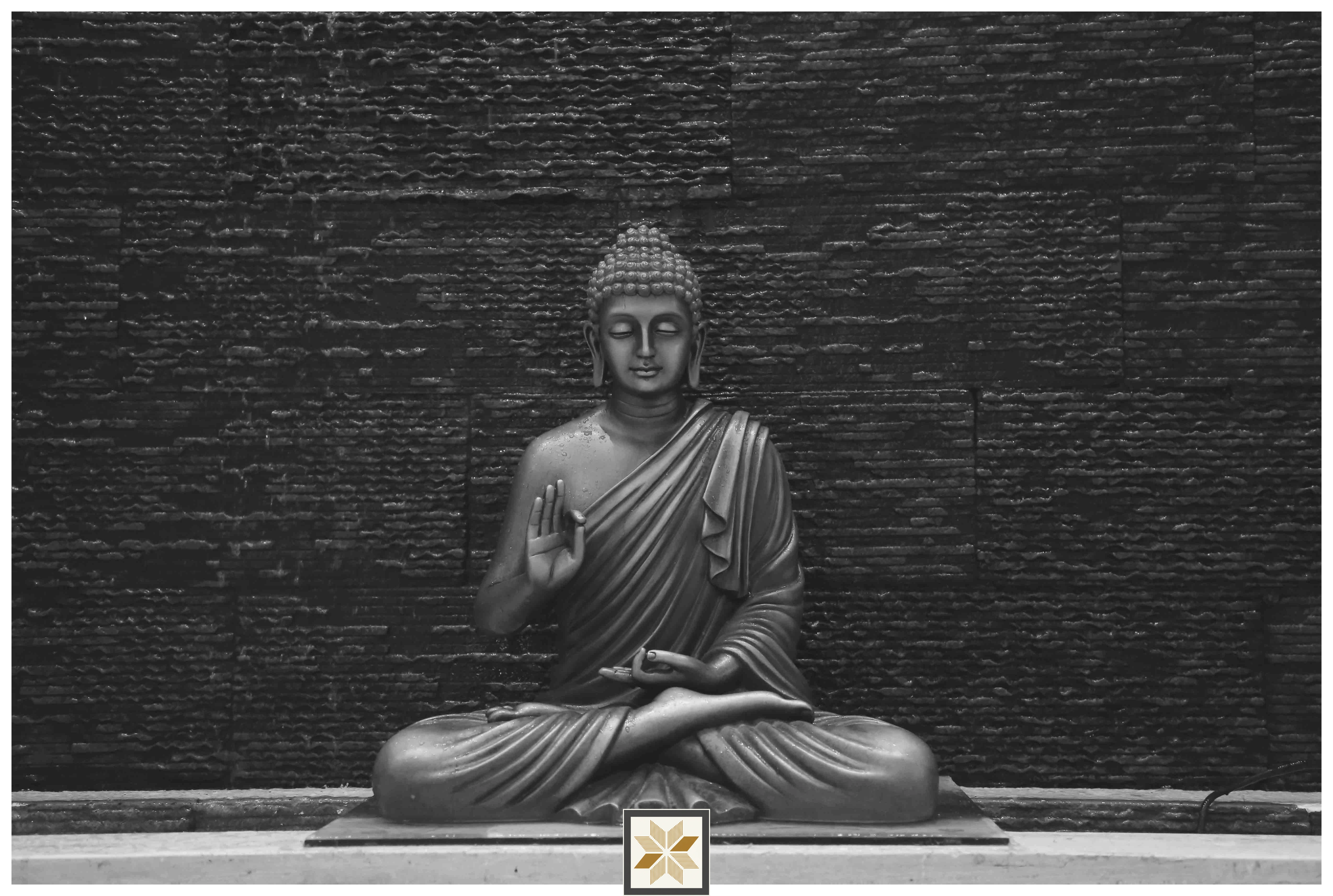 Grey Abstract Bhuddha Wallpaper (40 inches width) : WP-32102-B