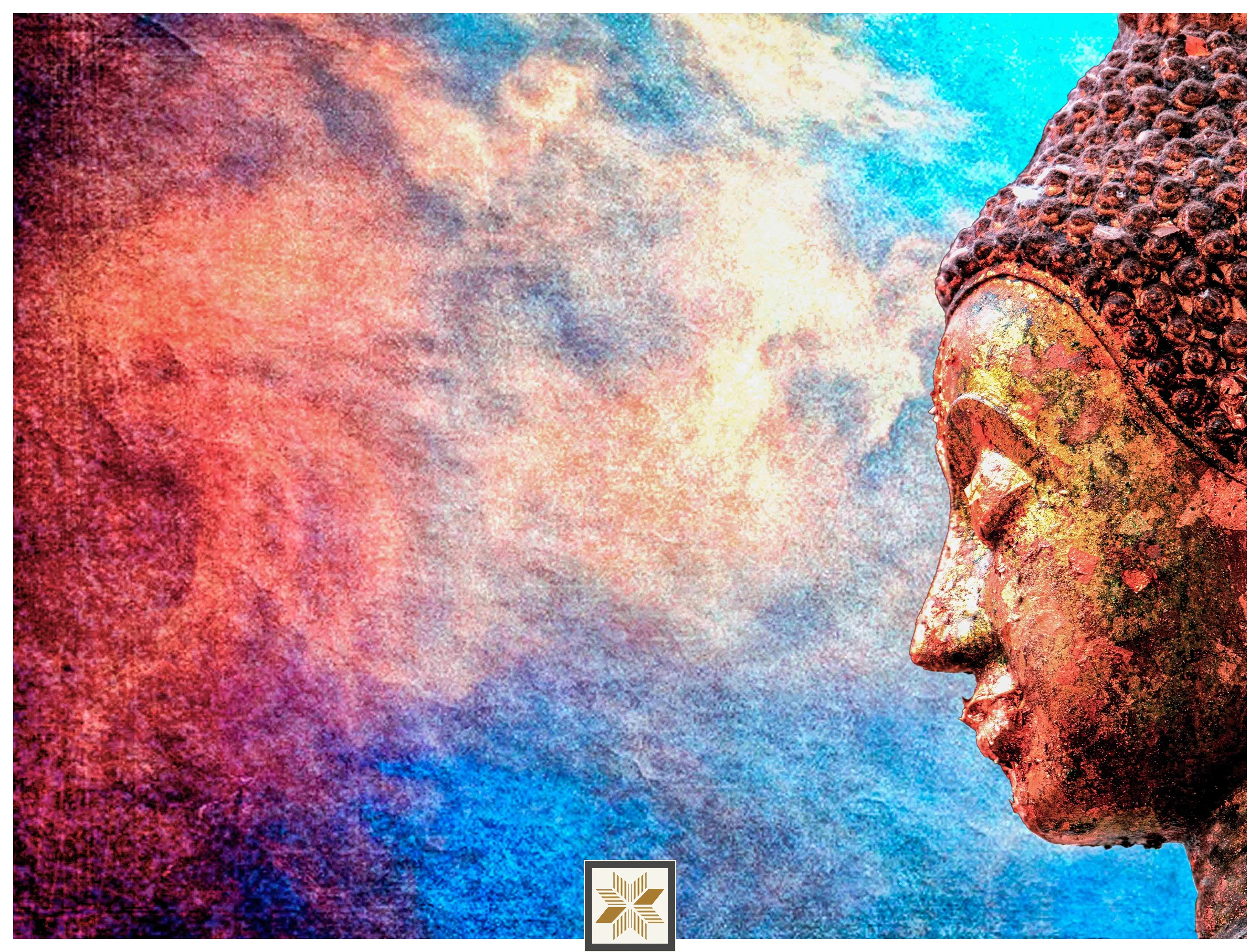 Multi Colour Abstract Bhuddha Wallpaper (40 inches width) : WP-33038-B