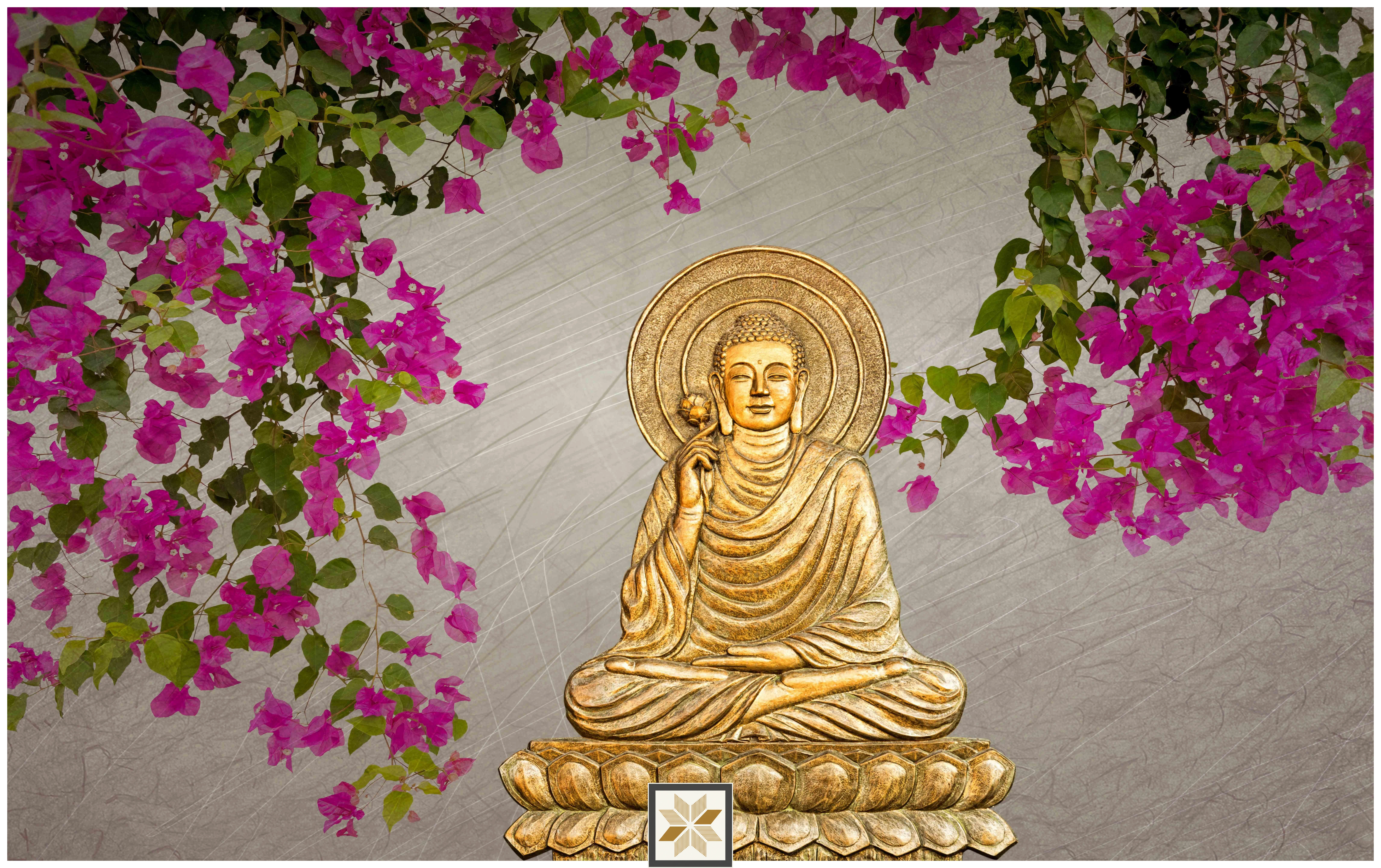 Multi Colour Abstract Bhuddha Wallpaper (50 inches width) : WP-30710-D