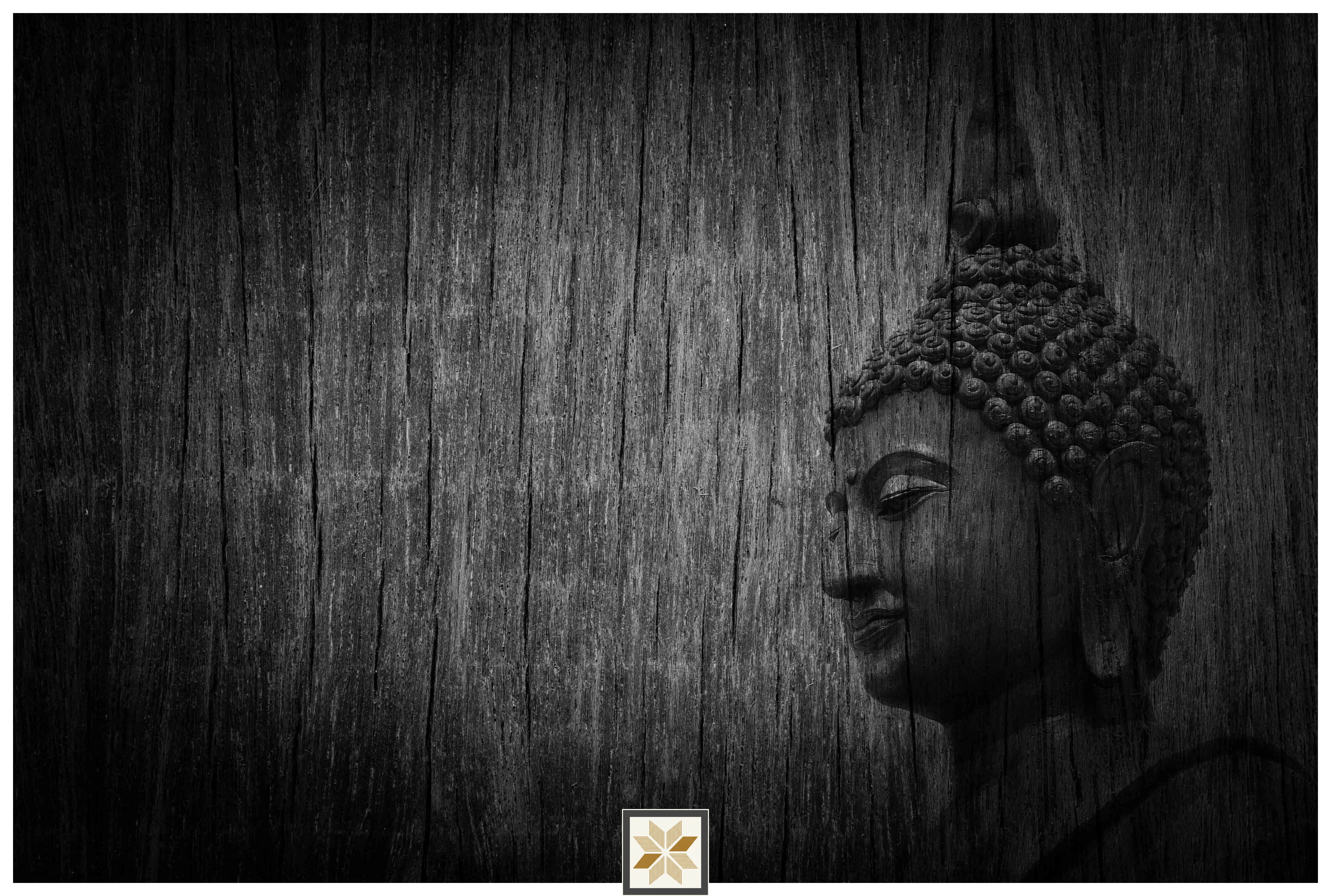 Black Abstract Bhuddha Wallpaper (40 inches width) : WP-32957-E