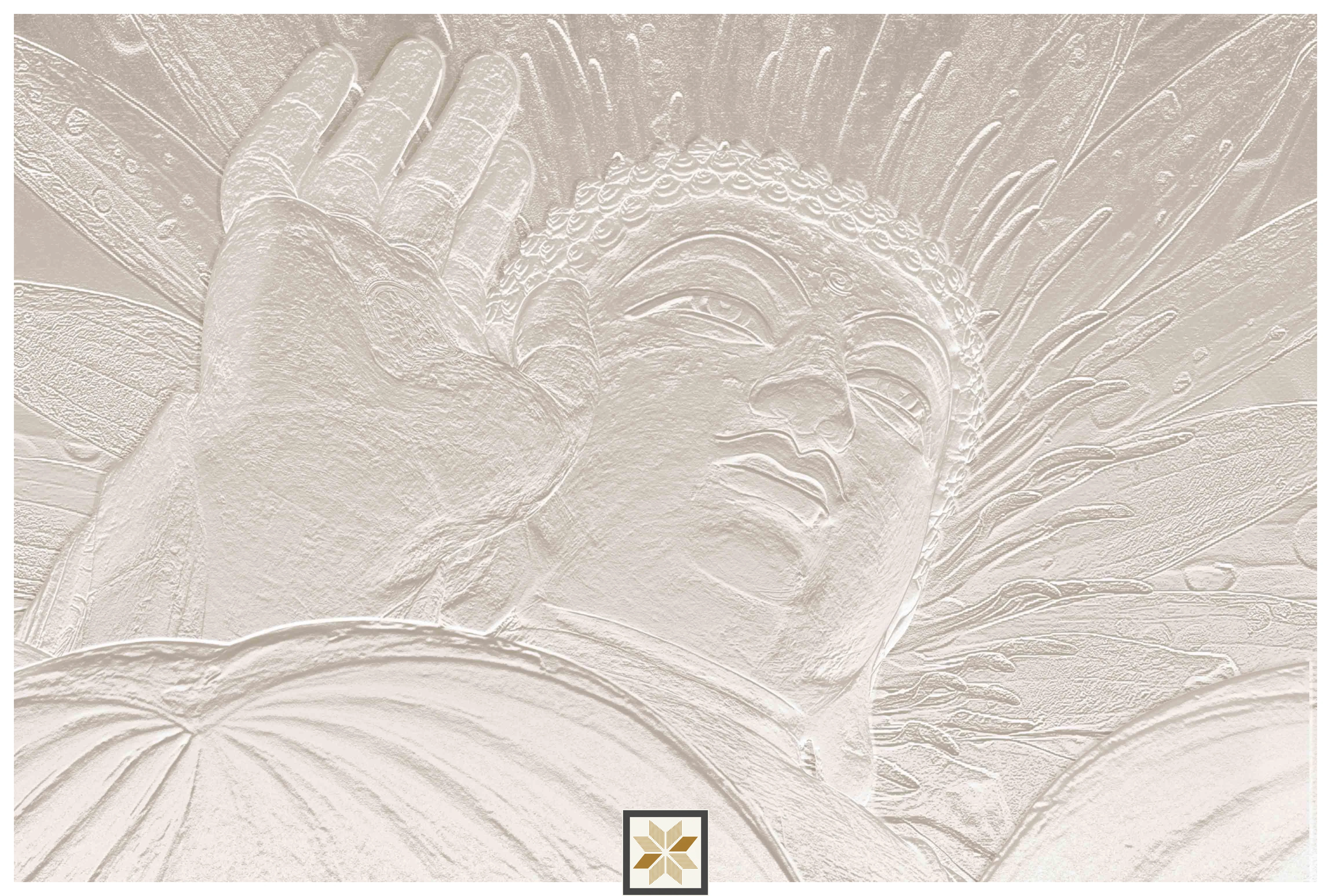 Cream Abstract Bhuddha Wallpaper (40 inches width) : WP-31454-E