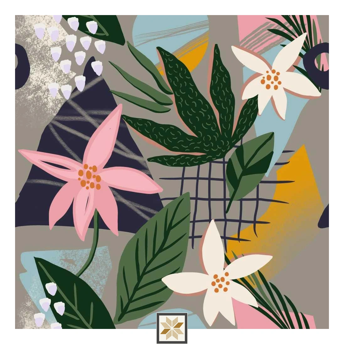 Multi Colour Flower Modern Wallpaper (50 inches width) : WP-32876-D