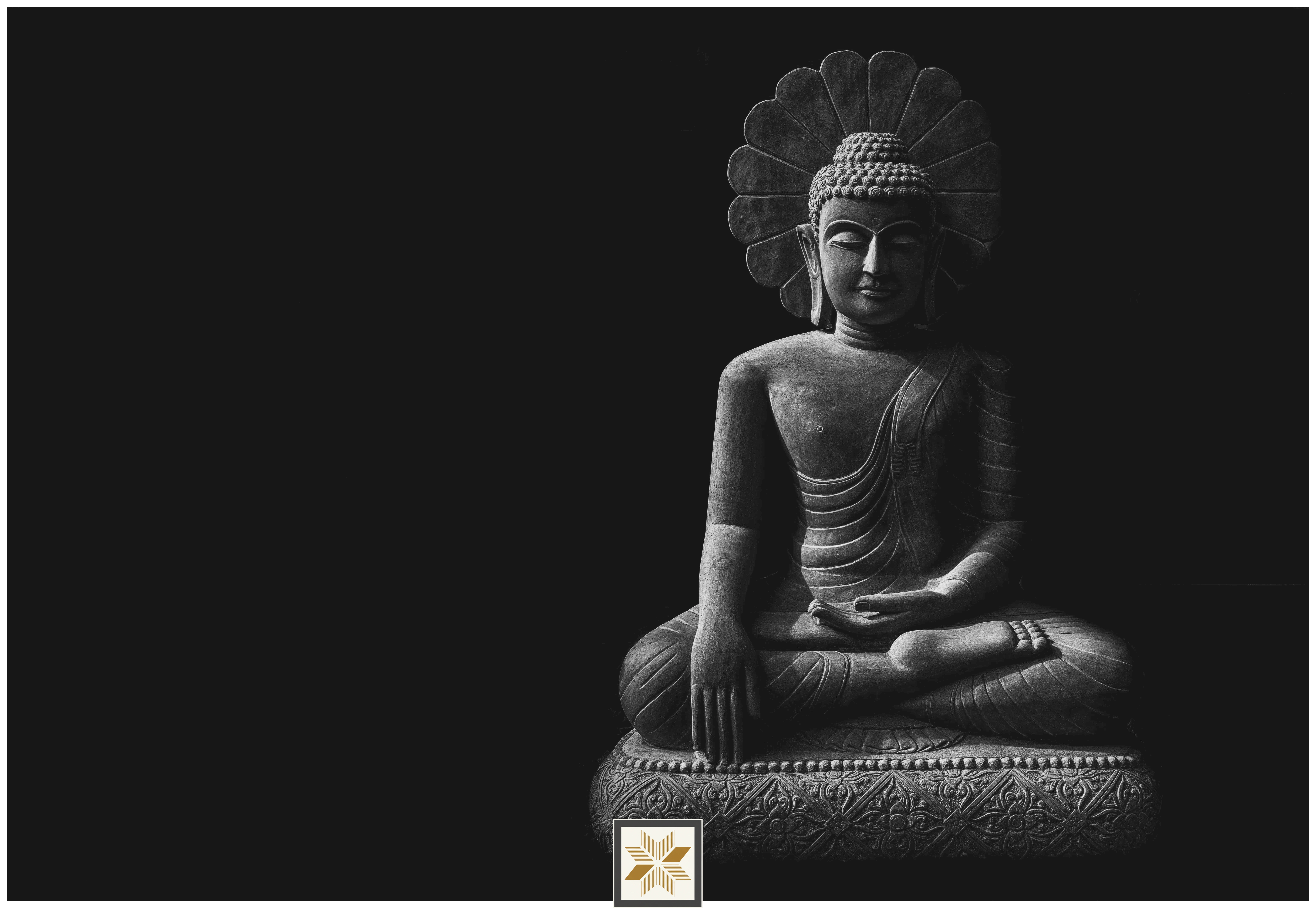 Grey Abstract Bhuddha Wallpaper (50 inches width) : WP-31543-D