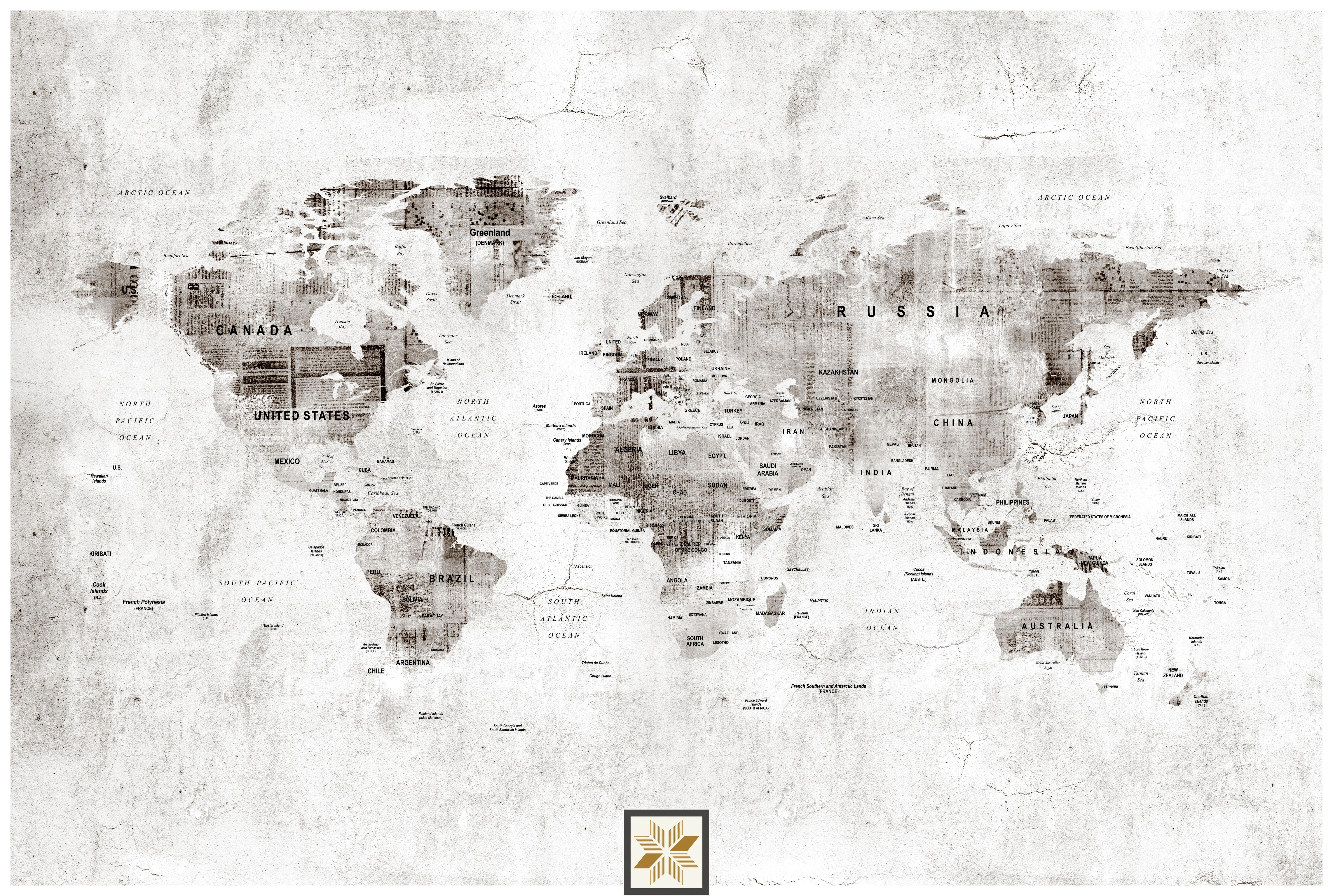 White Map Wallpaper (50 inches width) : WP-32177-D