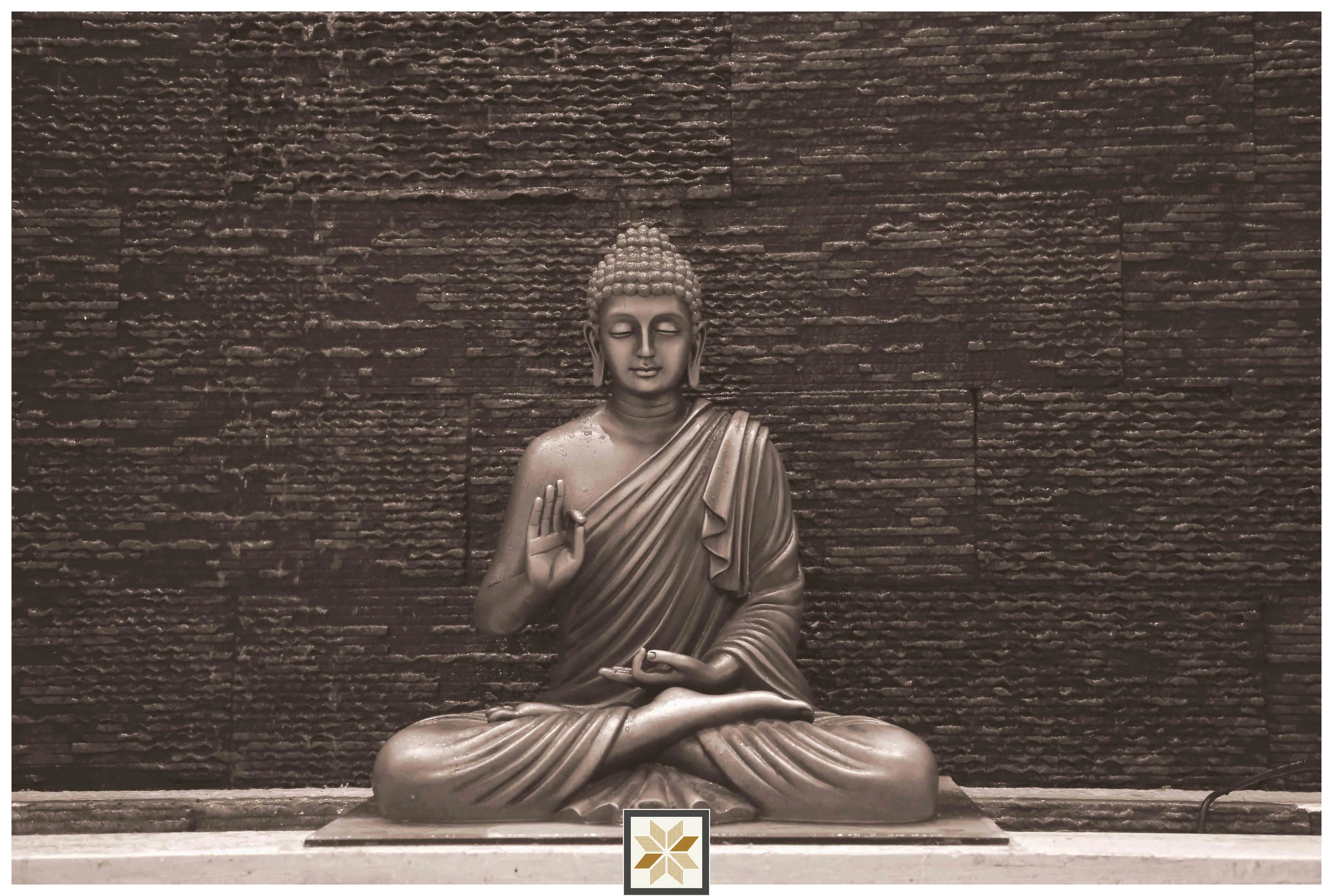 Brown Abstract Bhuddha Wallpaper (50 inches width) : WP-31866-D