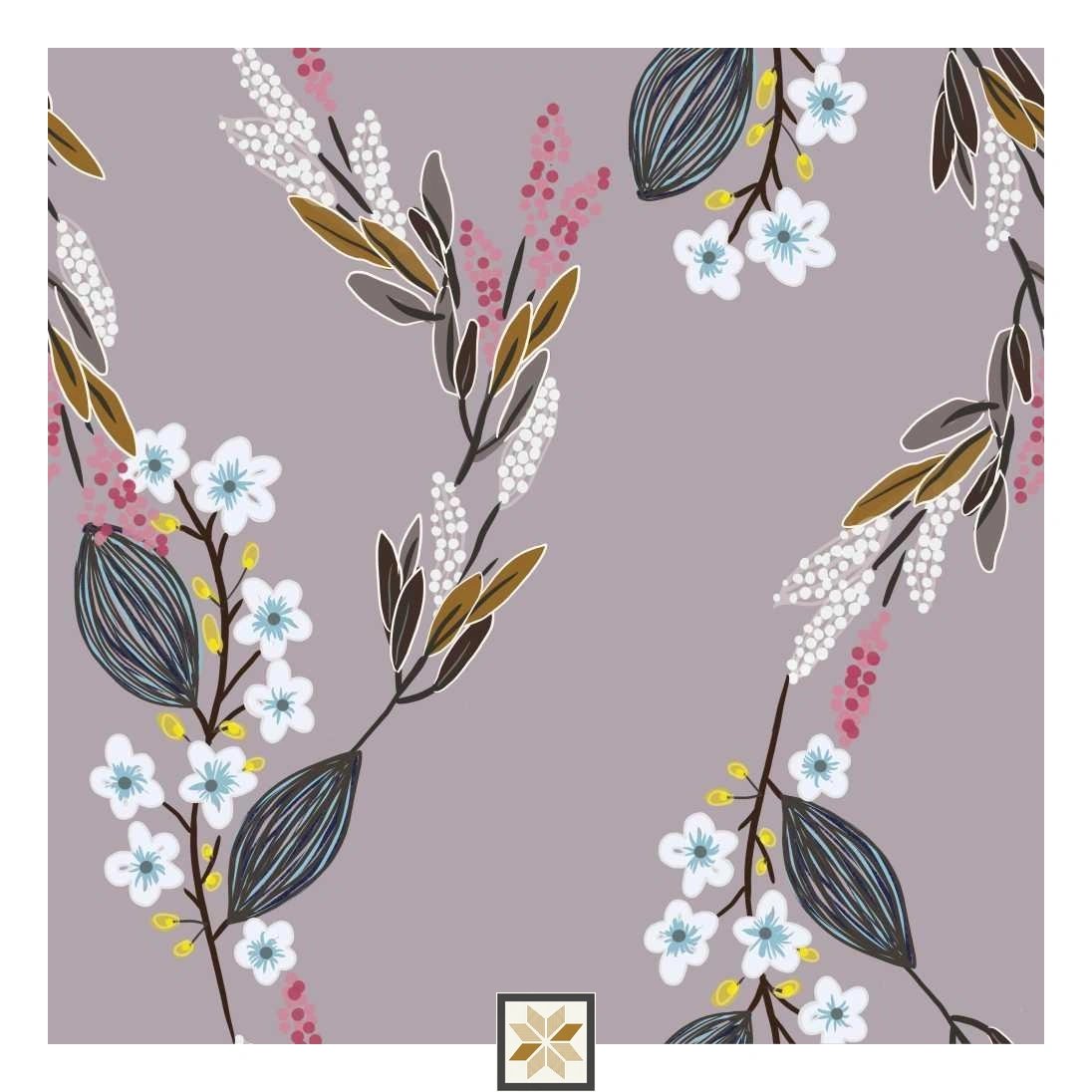 Multi Colour Flower Wallpaper (50 inches width) : WP-33030-D