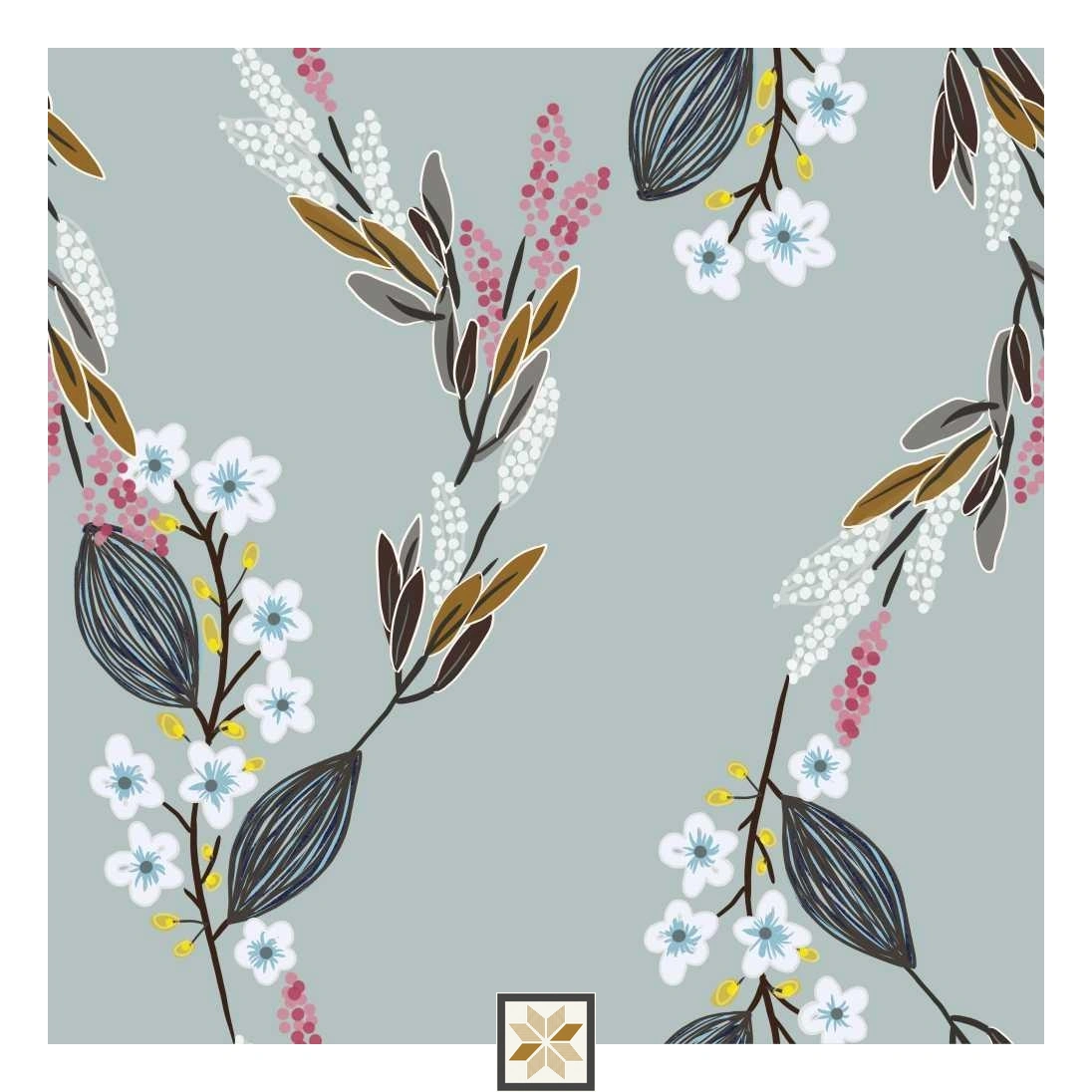 Multi Colour Flower Wallpaper (52 inches width) : WP-32814-C