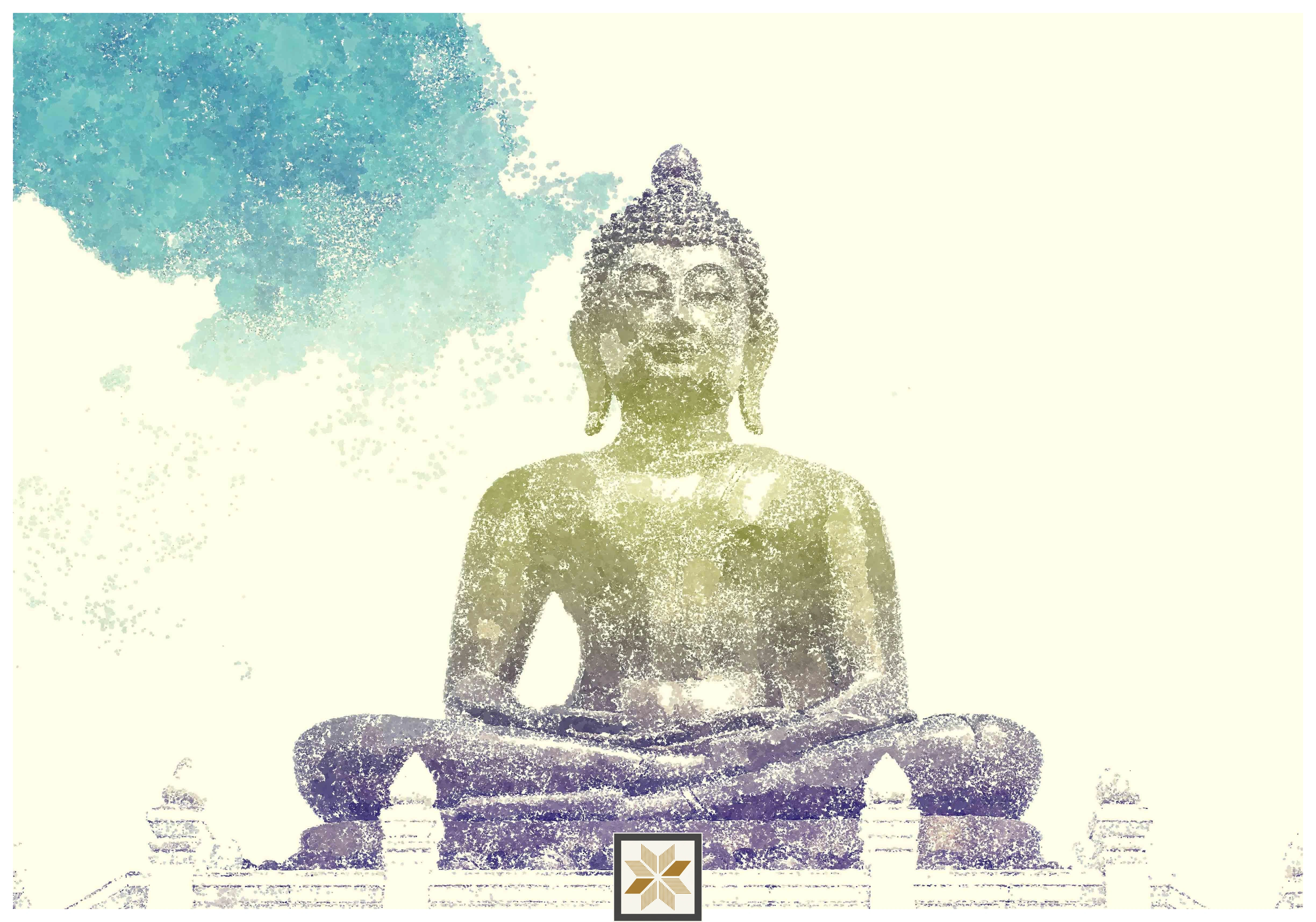 Multi Colour Abstract Bhuddha Wallpaper (50 inches width) : WP-32829-D