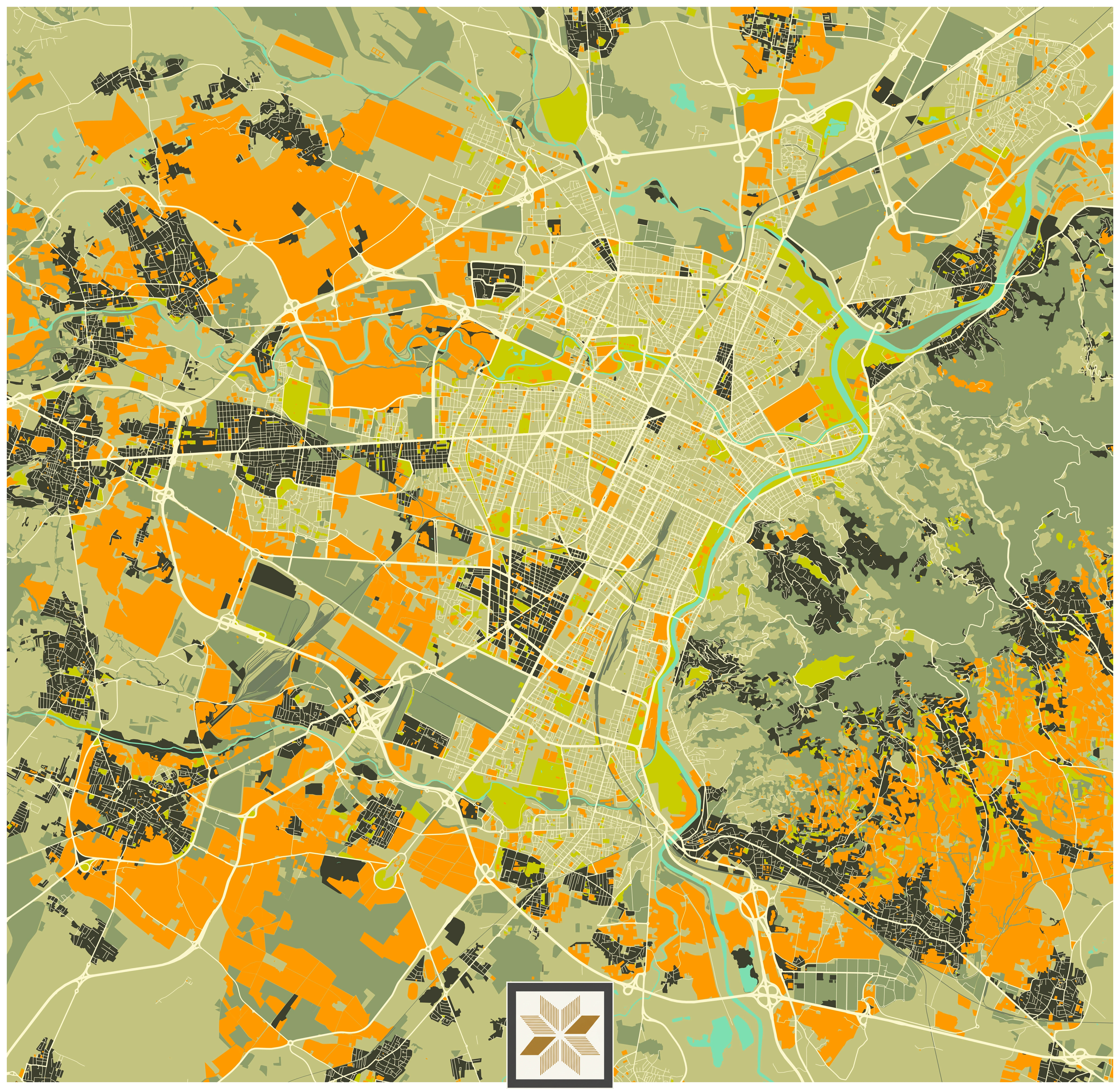 Orange Map Wallpaper (50 inches width) : WP-33199-D