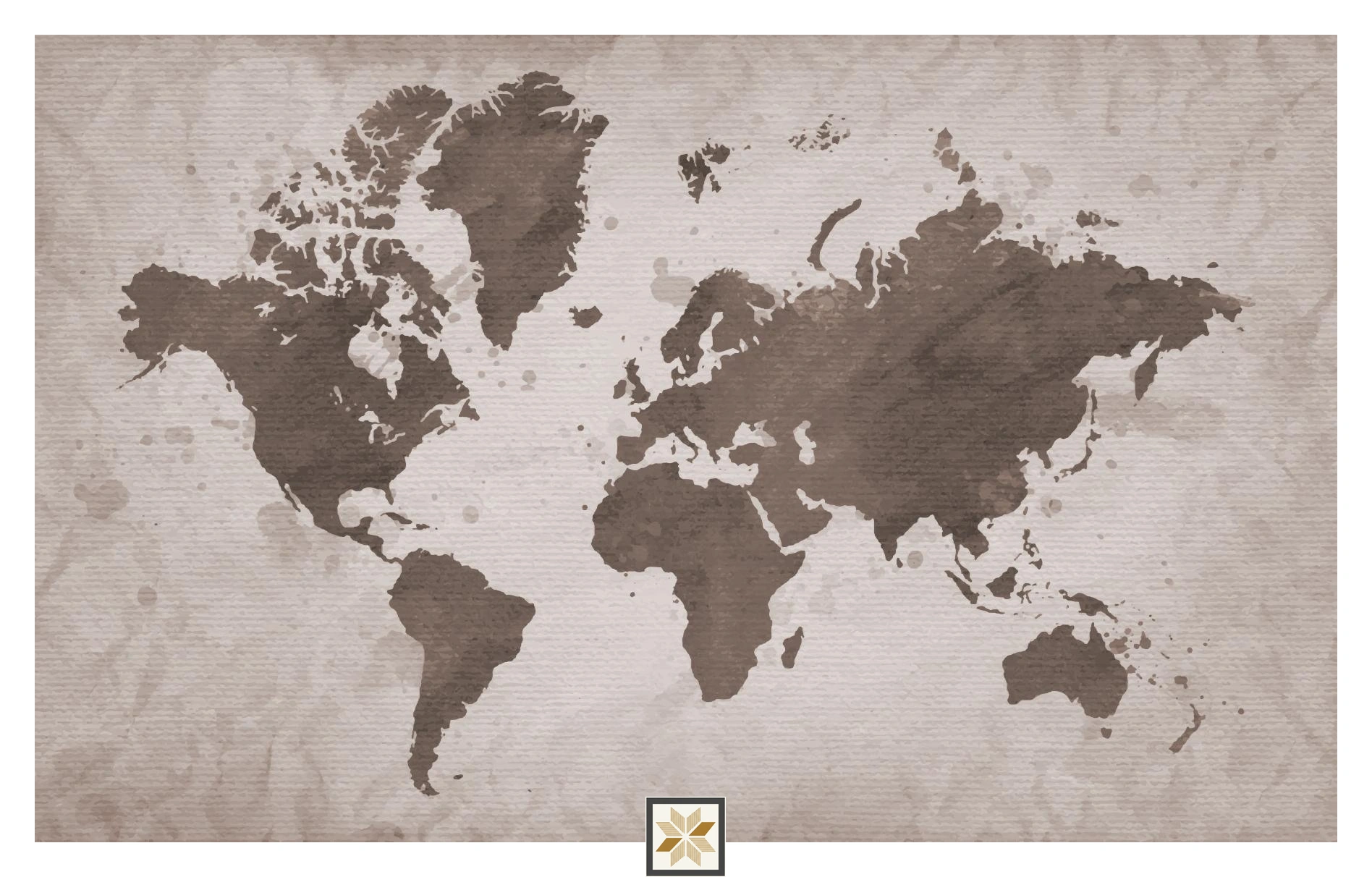 Beige Map Wallpaper (50 inches width) : WP-33129-D