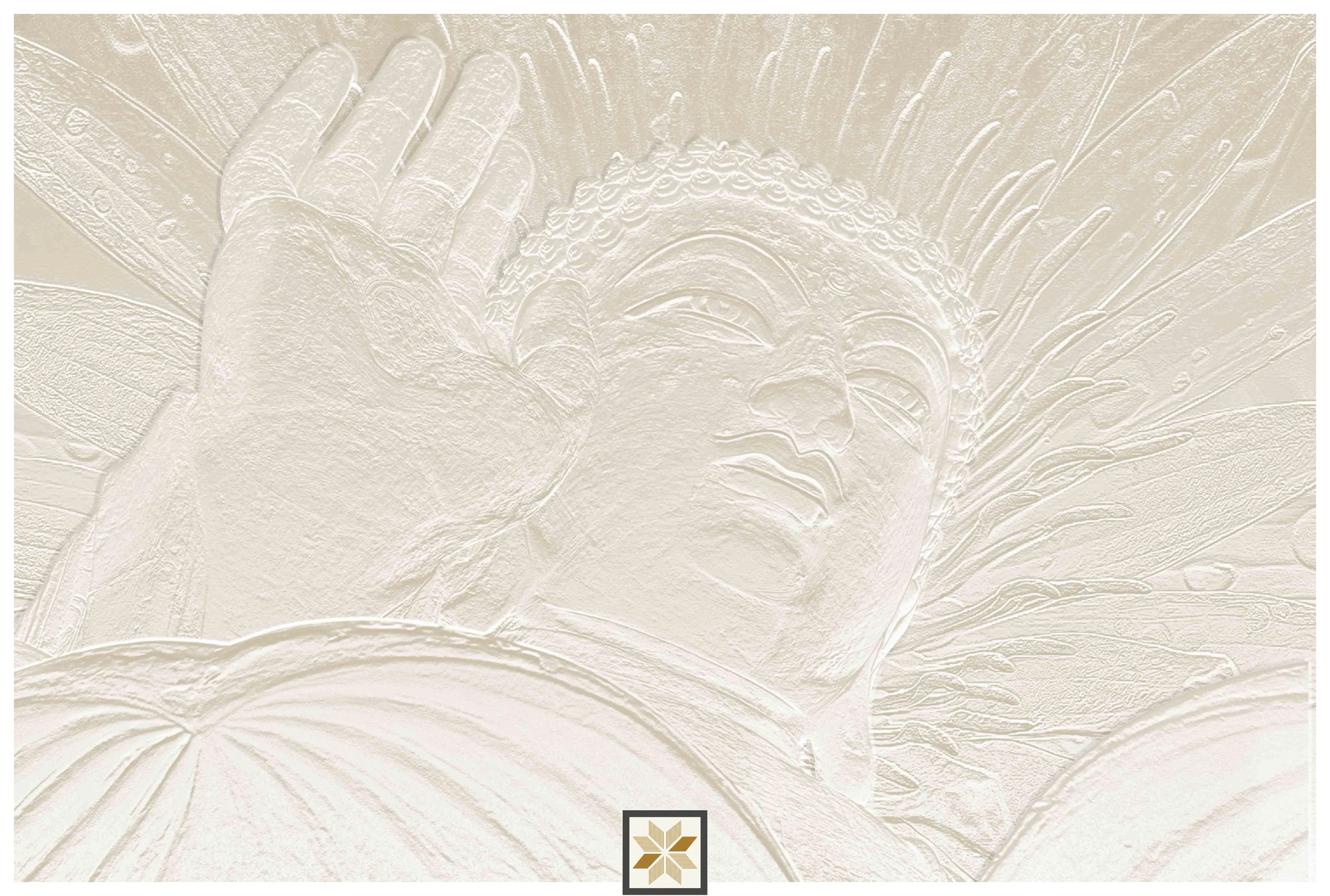 Cream Abstract Bhuddha Wallpaper (40 inches width) : WP-33164-B
