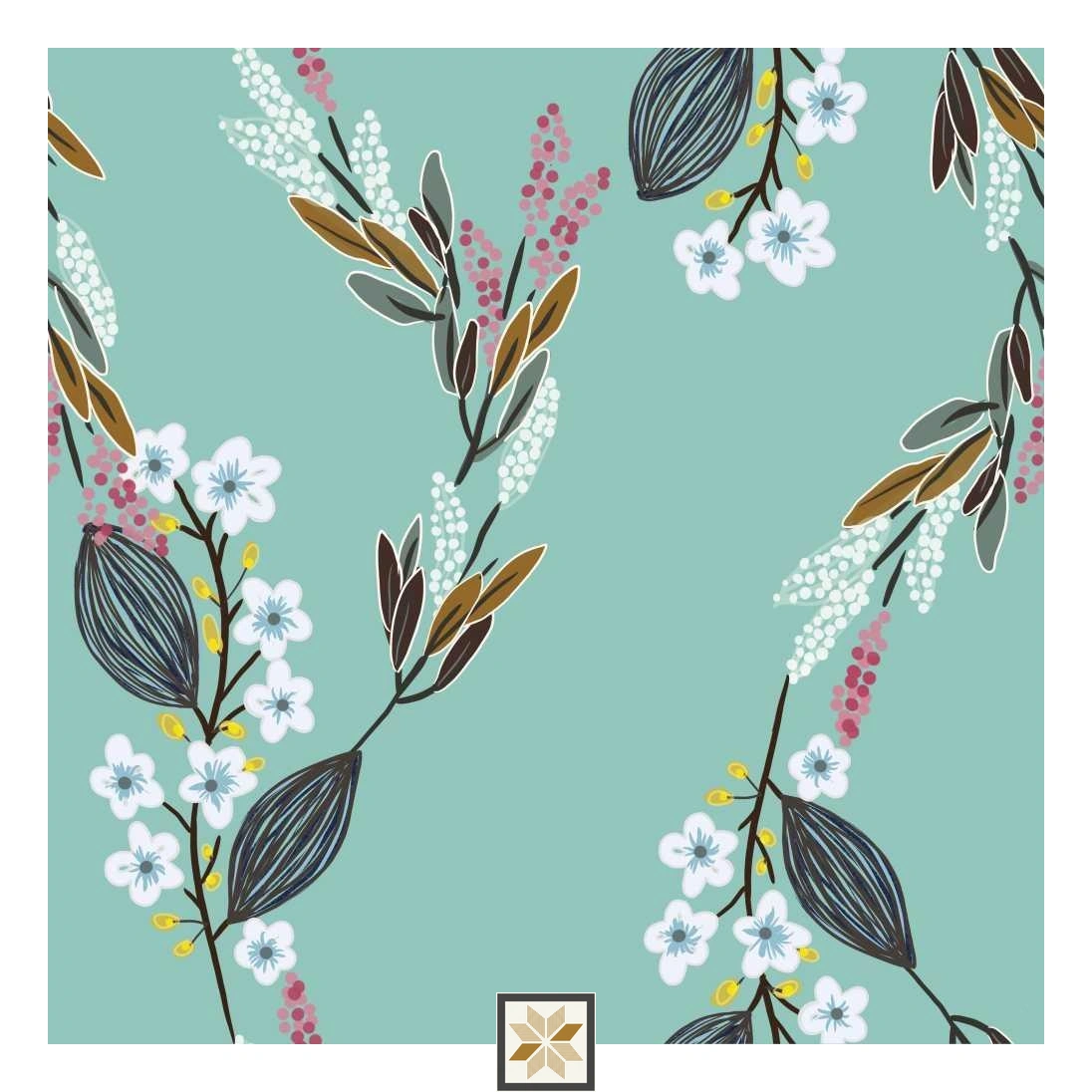 Multi Colour Flower Wallpaper (40 inches width) : WP-33333-B