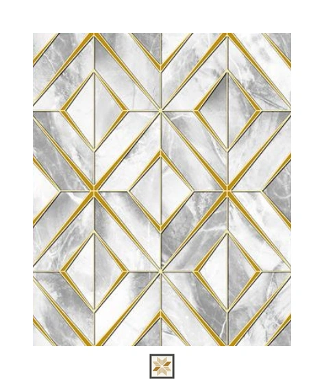 White Shapes PVC(Vinyl) Wallpaper (529 inches width) : WP-34352-F