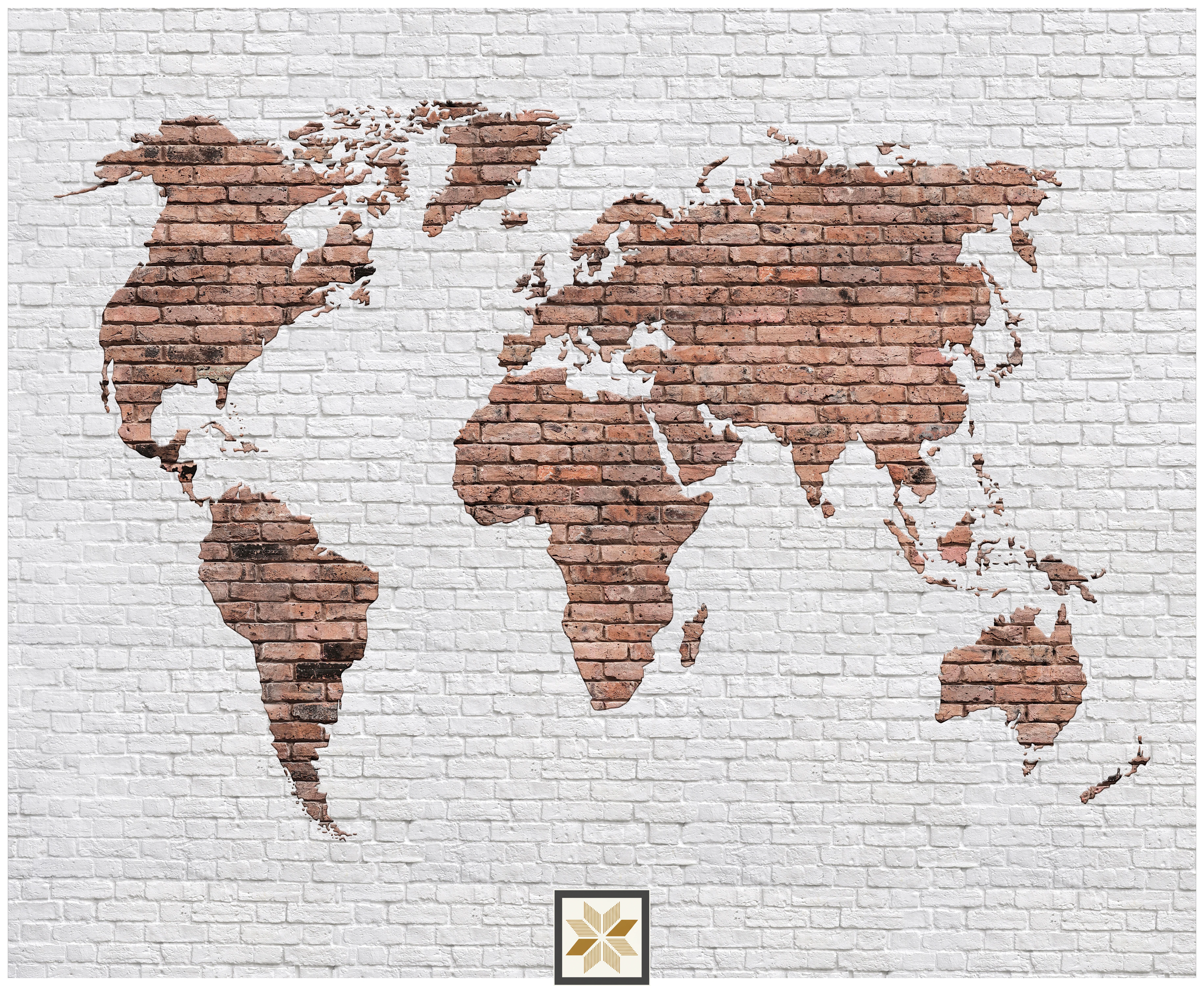 Brown Map Wallpaper (40 inches width) : WP-33565-B