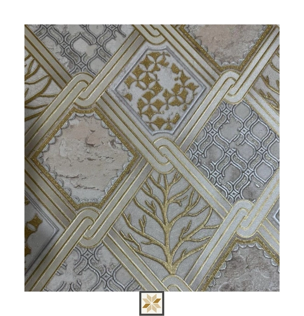 Silver Shapes Wallpaper (533.4 inches width) : WP-33590