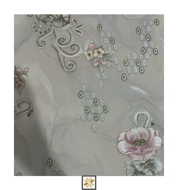 Silver Flower Wallpaper (533.4 inches width) : WP-33618