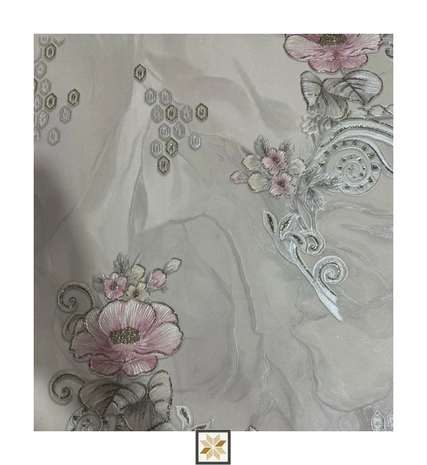 Silver Flower Wallpaper (533.4 inches width) : WP-33730