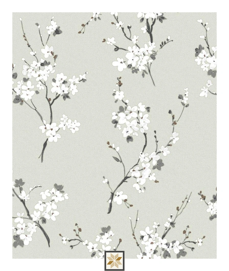 Grey Flower Non Woven Omega Wallpaper (533.4 inches width) : WP-34495-C
