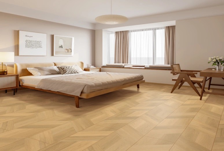 Caramel Wheat Finish HDF Wooden Flooring | Best for Balcony, Bedroom, Kitchen, Living Room, Office | WF-25158-C